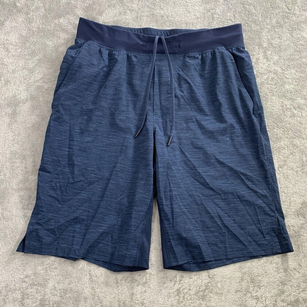 Lululemon T.H.E. Shorts Mens Large Heather Blue Gym Workout Athleisure Linerless